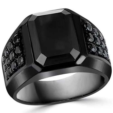 Black Spinel Ring, Black Mosaic, Diamond Engagement Band, Mens Fashion Wedding, Black Diamond Engagement, Spinel Ring, 2024 Color, Single Ring, Black Diamond Ring