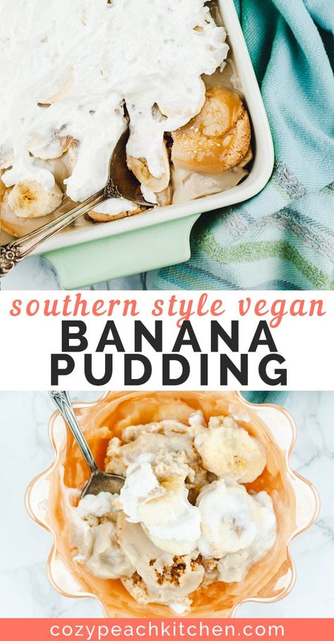 Vegan Vanilla Pudding, Vanilla Wafer Banana Pudding, Vanilla Wafer Recipe, Vegan Banana Pudding, Vegan Pudding, Peach Kitchen, Southern Desserts, Vegan Comfort Food, Vegan Banana