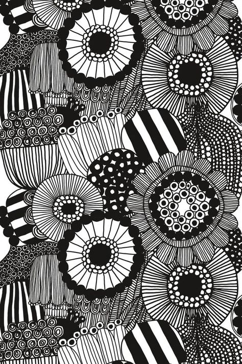 Zantangle Art, Marimekko Fabric, Zentangle Artwork, Zen Doodle Art, Monochromatic Color Scheme, Zentangle Drawings, Black And White Pattern, Doodle Art Designs, Zen Doodle