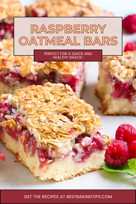 Do you love the tart sweetness of raspberries paired with the comforting familiarity of oatmeal? Then you’re going to love these raspberry oatmeal bars! They’re perfect for a quick and healthy snack, or even a dessert. Plus, they’re super easy to make – you only need a few simple ingredients. So dive into these delicious bars today! #RaspberryOatmealBars #HealthySnack #EasyRecipe #QuickAndDelicious #OatmealTreats #BerryGoodness #HomemadeBars Raspberry Granola Bars, Raspberry Oatmeal Bars, Jam Roll, Homemade Bars, Raspberry Oatmeal, Oatmeal Toppings, Oatmeal Bars, Baking Project, Raspberry Jam