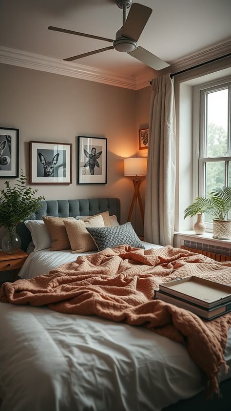 20+ Cozy Neutral Decor Ideas for a Modern Bedroom Retreat Cozy King Bedroom Ideas, Tiny Bedroom Ideas For Couples, Warm Neutral Bedroom Ideas, Warm White Bedroom, Calm Bedroom Ideas, Warm Bedroom Aesthetic, Cosy Bedroom Decor, Cozy Modern Bedroom, Neutral Decor Ideas