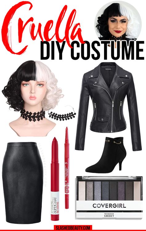 Cruella Outfit Ideas, Cruella Costume Diy, Cruella Costume Ideas, Diy Cruella Deville Costume, Emma Stone Cruella, Cruella Makeup, Cruella Deville Makeup, Cruella Deville Costume, Stone Costume