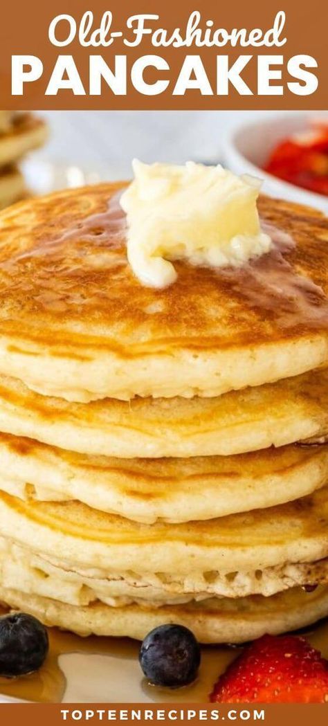 Old-Fashioned Pancakes - Top Recipes Old Fashioned Pancake Recipe, Fluffiest Pancakes, Yummy Pancake Recipe, Light And Fluffy Pancakes, Fluffy Pancake Recipe, Making Pancakes, Homemade Pancake Recipe, Best Pancake Recipe, Pancake Recipe Easy