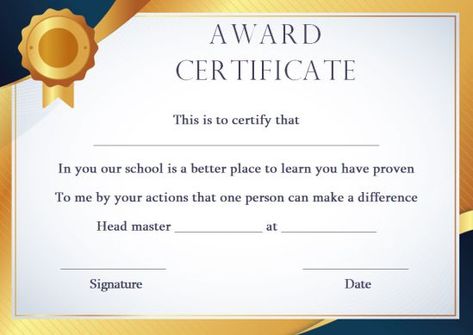 With Honors Certificate Prank, Awards Certificates Template Editable, Editable Certificate Template Free, Best Student Award, How To Makw, School Award Certificates, Student Awards Certificates, Free Printable Certificate Templates, Certificates Template