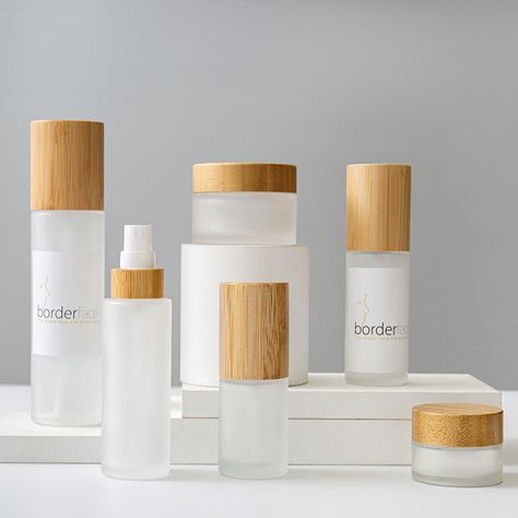 Skincare Container, Store Moodboard, Organic Skincare Packaging, Luxury Skincare Packaging, Bamboo Packaging, Glass Bottle Packaging, Luxury Cosmetic Packaging, Hair Care Business, Cosmetic Packaging Design