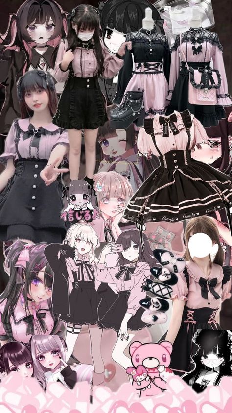 pink, black, kawaii, jirai kei, harajuku, anime Rosé Ig, Kei Visual, Kei Fashion, Jirai Kei, Pastel Goth Fashion, Cute Anime Wallpaper, J Fashion, Gothic Outfits, Black And Pink