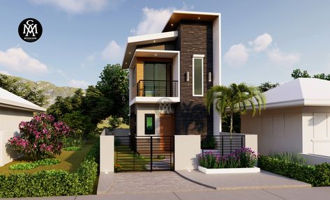 This two story house plan is a 2 bedroom modern house and 2 toilet & bath. It has the dimension of 4 x 5 meters or 13 x 16.4 ft. New Model House, 3 Storey House Design, Small Modern House Plans, Townhouse Exterior, 2 Storey House Design, 2 Storey House, Modern Small House Design, House Design Exterior, Latest House Designs