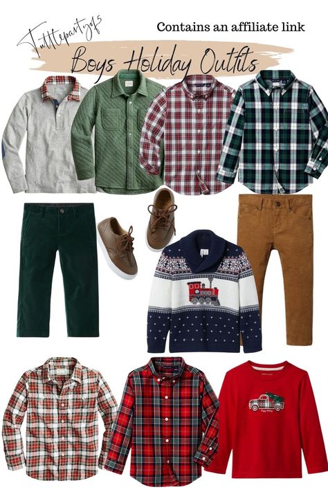 Holiday Outfits – Tuttle Party of 5 Toddler Christmas Outfit Boy, Kids Christmas Outfits Boys, What To Wear Casual, Toddler Boy Christmas Outfits, Christmas Pictures Kids, Winter Outfit Accessories, Christmas Photos Outfits, School Photoshoot, Christmas Pictures Outfits