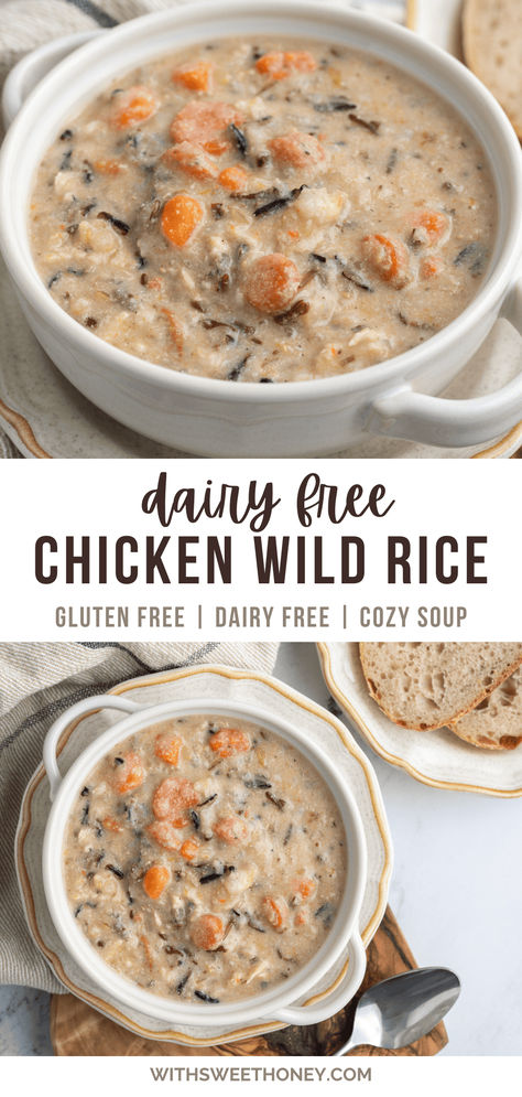 Chicken And Wild Rice Soup, Wild Rice Soup Recipes, Chicken Wild Rice, Leftover Thanksgiving, Chicken Wild Rice Soup, Dairy Free Soup, Rice Soup Recipes, Chicken Rice Soup, Chicken And Wild Rice