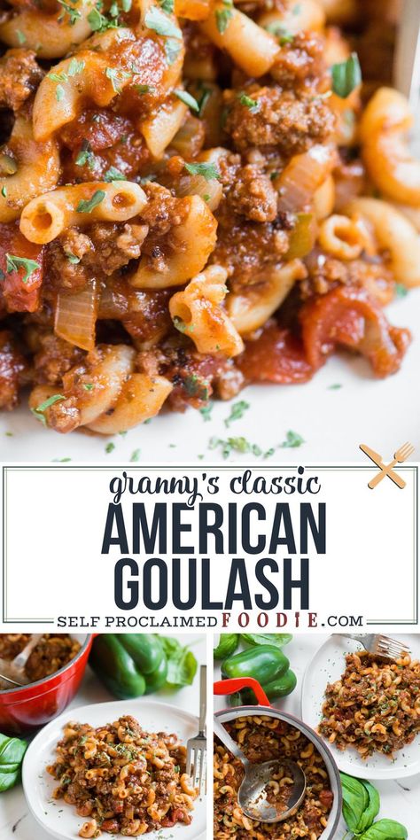 American Goulash, Goulash Recipe, Shish Kebab, Meat Recipes For Dinner, Goulash Recipes, Homemade Hamburgers, Hamburger Meat, Elbow Macaroni, Diet Vegetarian