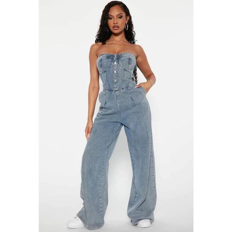 Fashion Nova Denim Jumpsuit, Jean Jumper Outfit Denim, Jean Jumpsuit Outfit, Denim Jumpsuit Outfit, Birthday 17, Spongebob Birthday, Neon Outfits, Jumpsuit Outfit, Fashion Nova Pants