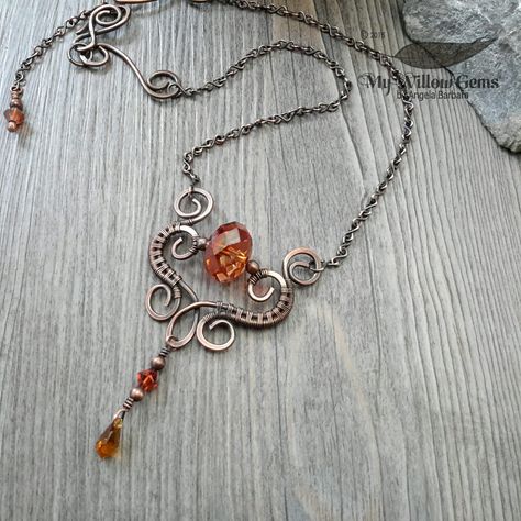 wire-wrapped-filigree-necklace-by-mywillowgems | by MyWillowGems Fire Goddess, Wire Wrapped Stone Jewelry, Work Necklaces, Wire Wrapped Jewelry Diy, Wire Jewelry Making, Wire Wrapped Jewelry Tutorials, Wire Jewelry Tutorial, Filigree Necklaces, Wire Jewelry Designs