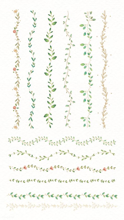 Plant Border Drawing, Journal Dividers, Bullet Journal Dividers, Wreath Vector, Vine Drawing, Doodle Floral, Doodle Borders, Bond Paper Design, Cursive Alphabet