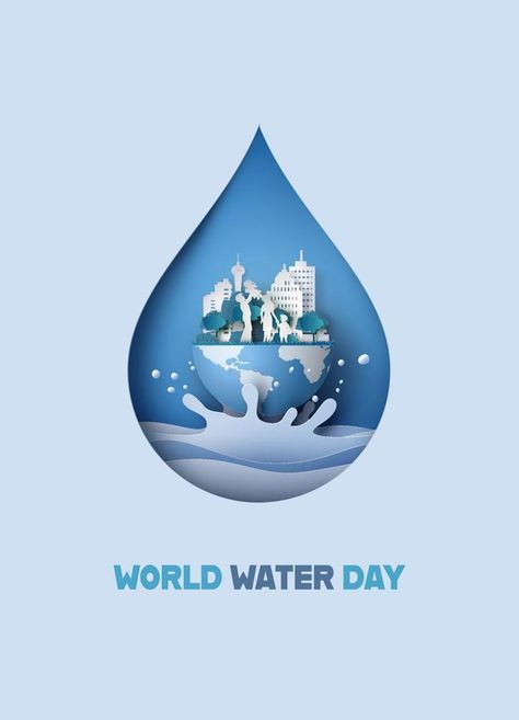 World and city in water drop. World water day concept Digital Art Programs, Peace Poster, Family Vector, Art Activities For Toddlers, Watercolour Texture Background, Water Poster, Water And Sanitation, World Water Day, Water Day