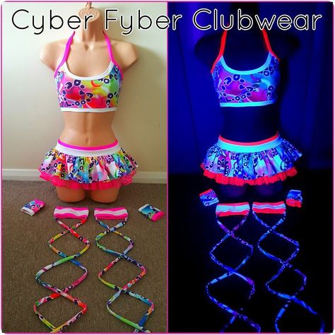 Glow In The Dark Fabric, Rave Girl Outfits, Rainbow Wedding Dress, Leg Wraps, Rave Girls, Rave Babe, Festival Outfits Rave, Edm Rave, Rave Costumes