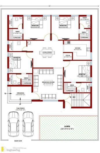 36+ Creative House Plans For Different Areas - Engineering Discoveries 40x60 House Plans, Smart House Plans, Bungalow House Floor Plans, Drawing House Plans, Narrow House Plans, Mansion Bloxburg, Bungalow Floor Plans, Indian House Plans, Bungalow Style House Plans