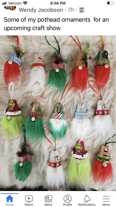 Flower Pot Gnome Ornaments, Clay Pot Gnome Ornament, Mini Gnome Ornaments, Gnome Magnets, Gnome Diy, Holiday Crafts Gifts, Ornaments Ideas, New Project Ideas, Cider Recipe