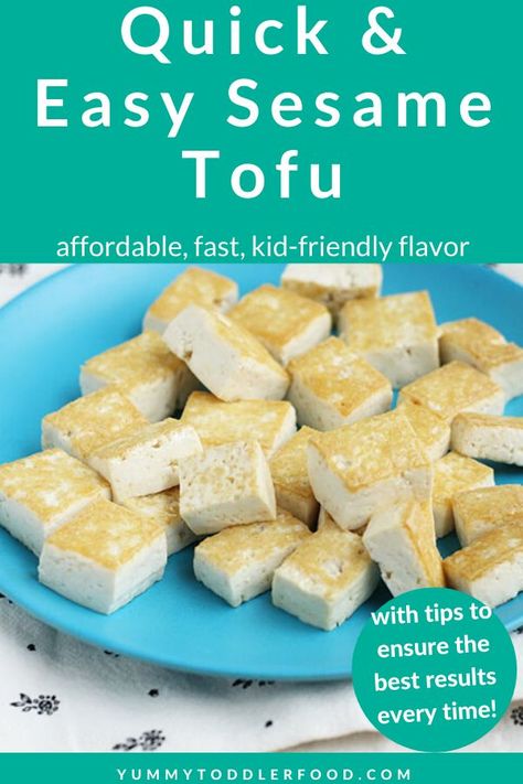 Tofu is one of the best affordable protein sources and this Sesame Tofu is easy, delicious, and perfect for even the youngest eaters at the table. #sesametofu #tofurecipes #glutenfree #vegetarian #vegetarianrecipes Toddler Meal Ideas, Picky Toddler Meals, Sesame Tofu, Quick Family Dinners, Easy Toddler Meals, Toddler Dinner, Tofu Recipe, Toddler Lunches, Baby Finger Foods