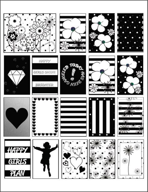 Printable Stickers Black And White, Stickers White Background, Vertical Happy Planner, Box Printable, Scrapbook Printables Free, Barbie Printables, Black And White Stickers, Diy Journal Books, Happy Planner Stickers