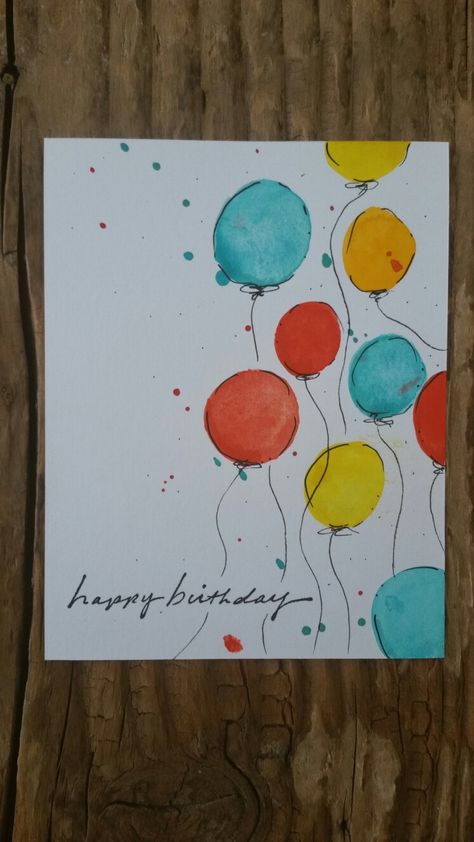 Easy Watercolor Birthday Cards Diy, Colorful Birthday Cards Diy, Watercolor Birthday Card Ideas For Men, Painted Birthday Cards For Men, Male Watercolor Birthday Cards, Watercolor Birthday Card For Men, Watercolor Cards Ideas Simple Birthday, Water Colour Birthday Cards, Easy Watercolor Birthday Cards For Men