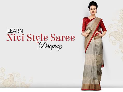 DIY Nivi Style Saree Draping - Watch this 4 minute video Style Saree Draping, Lehenga Style Saree, Drape Sarees, Saree Draping Styles, Saree Draping, Indian Tunic, Lehenga Style, Indian Fashion Saree, Drape Saree