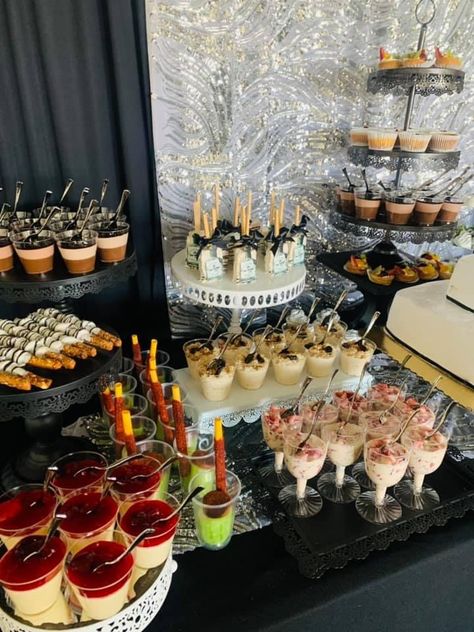 40th Birthday Sweets Table, Alcohol Party Decorations, Table Decorations For Party Birthday Man, Masquerade Food Ideas, Surprise 50th Birthday Ideas, Mafia Birthday Theme, Masquerade Party Food, Mafia Party Decorations, Bday Desserts