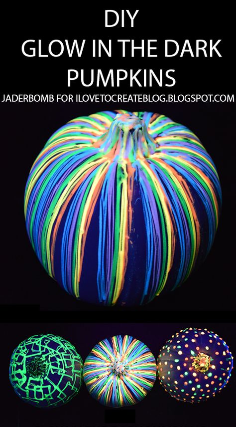 iLoveToCreate Blog: DIY Glow In The Dark Pumpkins Glow In The Dark Pumpkins, Diy Glow In The Dark, Diy Glow, Happy Haunting, Hallowen Ideas, Adornos Halloween, Kid Craft, Pumpkin Painting, Fright Night