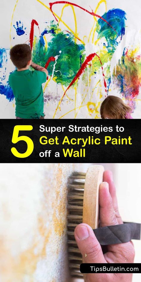 Explore clever ideas for removing a dried acrylic or latex paint stain from your wall. Use simple hacks for removing paint with everyday products like acetone nail polish remover and rubbing alcohol, or tackle stubborn dried paint marks with paint thinner. #get #acrylic #paint #off #walls Remove Acrylic Paint, Nail Polish Stain, Removing Paint, Diy Household Cleaners, Remove Acrylics, How To Varnish Wood, Painting Countertops, Diy Cleaning Solution, Paint Thinner