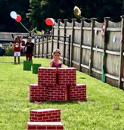 Super Mario Backyard Party, Super Mario Brothers Trunk Or Treat Ideas, Mario Diy Birthday Decorations, Super Mario Birthday Party Obstacle Course, Mario Birthday Party Obstacle Course, Mario Brothers Birthday Party Games, Super Mario Obstacle Course Party Games, Mario Kart Obstacle Course, Mario Obstacle Course Party Games