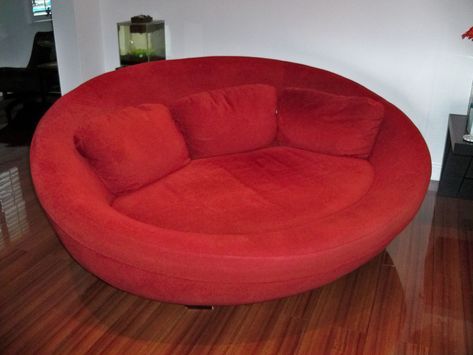 Large Red Cellini UFO Sofa Oval Round Cloth Couch Loveseat Chair ... Round Loveseat, Large Loveseat, Cuddle Couch, Round Couch, Circle Sofa, Round Sofa Chair, Leather Sofa Bed, Round Sofa, Couch And Loveseat