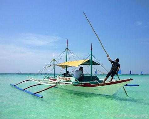 Boat in crystal clear water - Boracay Island - Philippines Bangka Boat Philippines Drawing, 100 Islands Philippines, Maligayang Pasko Philippines Art, Balesin Island Philippines, Bangka Boat Philippines, Boracay Map, Boracay Island, Boracay, East Asia