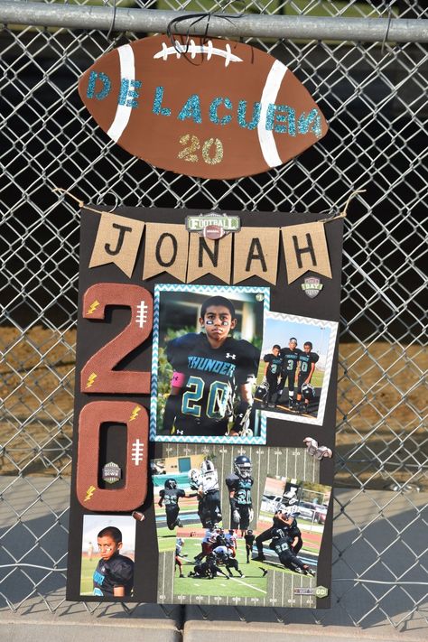 Homecoming Football Poster For Son, Hoco Posters For Football Players, Youth Football Homecoming Poster Ideas, Senior Football Signs, Football Homecoming Poster Ideas, Football Poster Ideas Signs High School, Football Pep Rally Poster Ideas, Football Board Ideas, Posters For Football Players