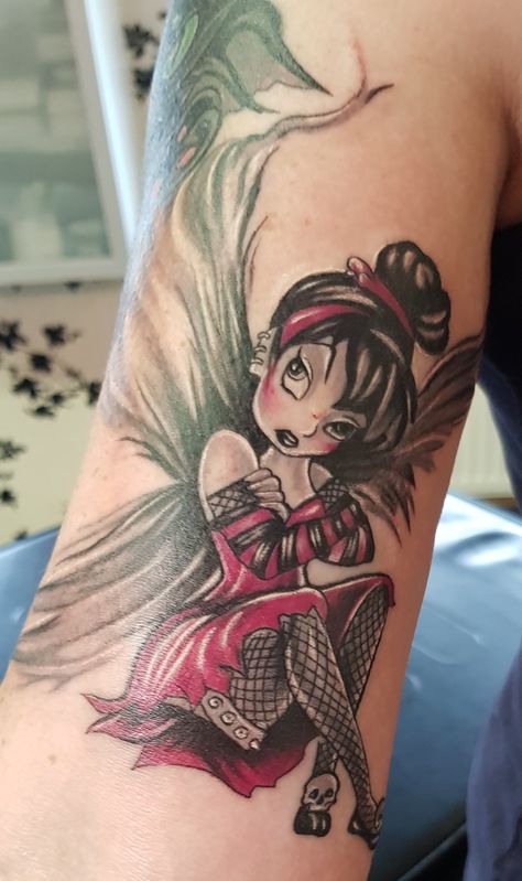 Tattooed Tinkerbell, Tinkerbell Tattoo Sassy, Tinker Fairies, Gothic Fairy Tattoo, Tinkerbell Tattoo, Bell Tattoo, Tinker Bell Tattoo, Disney Sleeve Tattoos, Archangel Tattoo