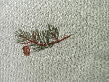 pine needle embroidery Embroidery Tattoo, Ribbon Embroidery Kit, Machine Embroidery Thread, Christmas Embroidery Patterns, Simple Embroidery Designs, Embroidered Christmas, Pola Sulam, Simple Embroidery, 자수 디자인