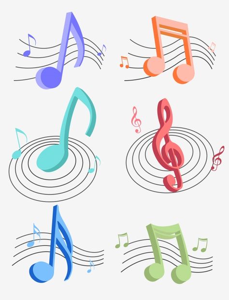 Singing Symbol, Music Symbols Art, Music Centerpieces, Music Vector, Music Symbol, Illustration Music, Music Cartoon, Color Png, Music Symbols