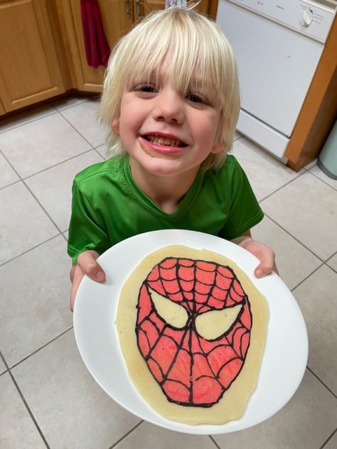 Spider-Man pancake #BPopFood #BPopFun #GrandFun #FoodbyMikeBradley #StarWars #StarwarsFood Spiderman Pancakes, Star Wars Food, Pancakes, Spiderman, Quick Saves