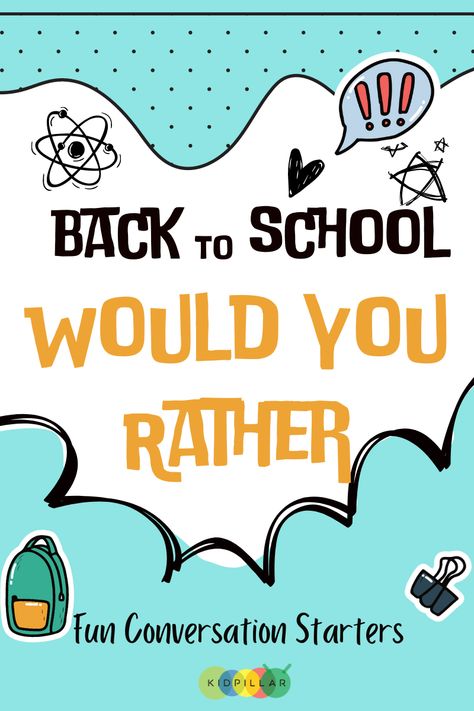 It’s time to head back to school! With the air filled with excitement and awkwardness at the same time, Back to school would you rather questions are a great way to ease kids and get them to settle down after the long summer break. This quirky and funny School edition of Would You Rather Question is a […] The post 100 Best Back To School Would You Rather Questions appeared first on KidPillar. This Or That Questions Elementary, Back To School Questions For Kids, Would You Rather School Edition, Back To School Would You Rather, Funny Would You Rather Questions Kids, This Or That School Edition, Back To School Questions, Funny Would You Rather, School Quiz