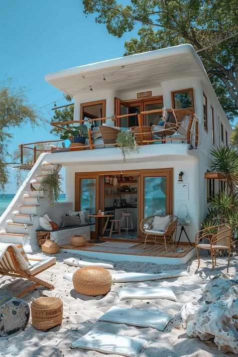 Small Beach Houses, Coastal Architecture, Dream Beach Houses, Dream Life House, Small House Design Plans, Tropical House, Beach House Design, Beach Bungalows, Tiny House Cabin