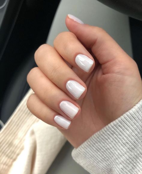 White Nails Biab, White Biab Nails, The Gel Bottle Biab, Colored French Nails, White Shellac, Ttpd Aesthetic, The Gel Bottle, Biab Nails, Pedi Ideas