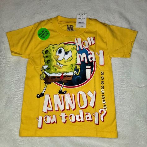 Spongebob Short Sleeve Shirt. Nwt. Size Xs 4 Nwt New With Tag 100% Cotton Cool Colorful Graphics Glows In The Dark Short Sleeve Comes From A Smoke And Pet Free Home. Spongebob Pjs, Spongebob Fashion, Scene Shirts, Spongebob T Shirt, Spongebob Shirt Aesthetic, Boys Clothing Styles, Spongebob Shorts To Buy, Space Clothes, Kidcore Clothes