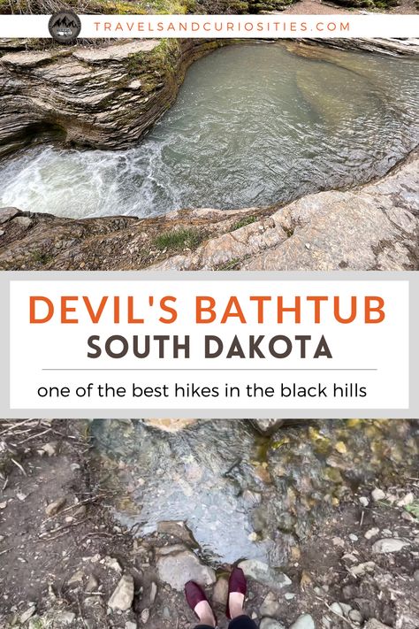 Devil's Bathtub South Dakota — Travels and Curiosities | Curious Travel Destinations and Hidden Gems Devils Bathtub South Dakota, Hot Springs South Dakota, Spearfish Canyon South Dakota, Unique Travel Destinations, South Dakota Road Trip, South Dakota Vacation, Hidden Waterfall, South Dakota Travel, Black Hills South Dakota