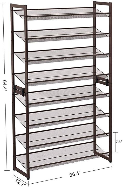 Amazon.com: SONGMICS 8-Tier Shoe Rack, Set of 2 Stackable 4-Tier Shoe Organizers for 32 to 40 Pairs of Shoes, Adjustable Flat or Angled Shelves, Cool Gray ULMR08GB: Home & Kitchen Garage Shoe Storage, Shoe Storage Design, Shoe Storage Unit, Stackable Shelves, Metal Shoe Rack, China Storage, Shoe Organizers, Adjustable Shoes, Shoe Shelf