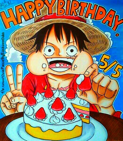 Happy Birthday Luffy, Cover Manga, Oda Eiichiro, Manga Luffy, Luffy Manga, One Piece Birthdays, Anime Cake, Happy Birthday Art, Best Anime Drawings