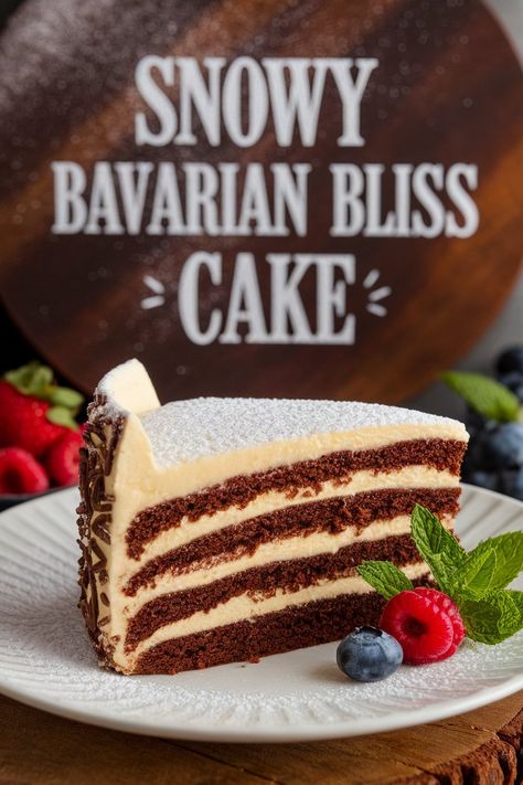 Indulge in a taste of winter with our Snowy Bavarian Bliss Cake - a decadent dessert that will transport you to a snowy wonderland. Snowy Bavarian Bliss Cake, Thanksgiving Soups, Snowy Wonderland, Mexican Pasta, Thai Chili Sauce, Thanksgiving Breakfast, Winter Baking, Vegetarian Thanksgiving, Winter Treats