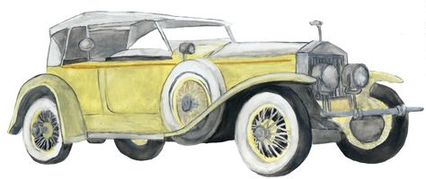 Gatsby Car, 1920s Car, Great Gatsby Art, English Magazine, Gatsby Art, English Projects, Car Drawing, Yellow Car, Car Restoration