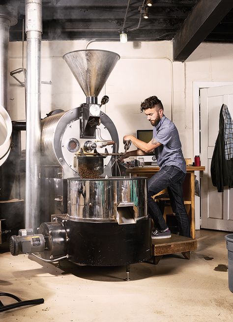 April 2017 | Creative Class: Adam Shaw, Deeper Roots Coffee | Portrait by Aaron M. Conway Coffee Roasting Room, Coffee Roasting Machine, Speciality Coffee Shop, Coffee Shop Interior Design, Coffee Roastery, Coffee Facts, Coffee Shops Interior, Coffee Roaster, Coffee Store