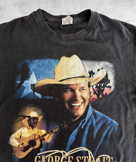 Do you love this vintage George Strait shirt? Check yes ☑️ or HELL YES ☑️ *** True vintage tee - not a modern reproduction, only one available. George Strait Country Music Festival shirt from the 90s - part of the latest ‘Merica collection, get it now via the link in bio. #countrymusic #georgestrait #vintageclothing #vintagetshirt #90svintage George Strait Tshirt Ideas, George Strait T Shirt, Vintage George Strait Shirt, George Strait Shirt, Check Yes Or No George Strait, Graphic Print Crew Neck T-shirt For Country Concerts, 90s Country Music Tshirts, Big T Shirt, Country Tees