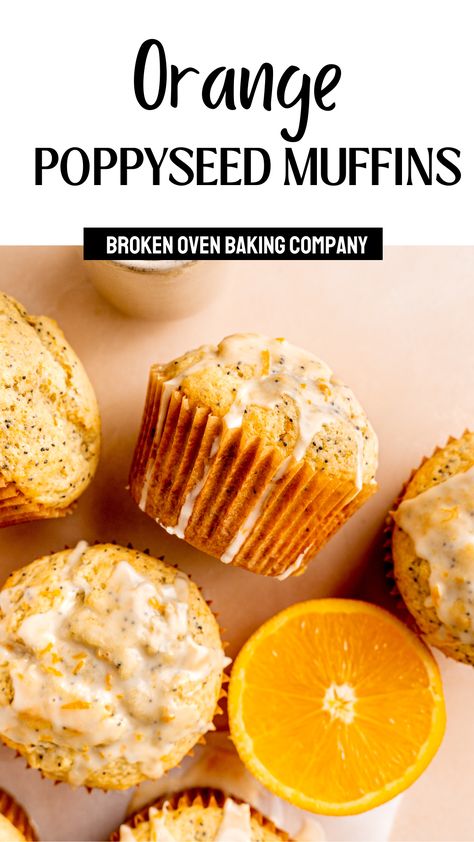 Orange Poppyseed Muffins, Orange Muffin Recipe, Fluffy Muffins, Poppyseed Muffins, Orange Dessert, Orange Baking, Jumbo Muffins, Seed Muffins, Moist Muffins