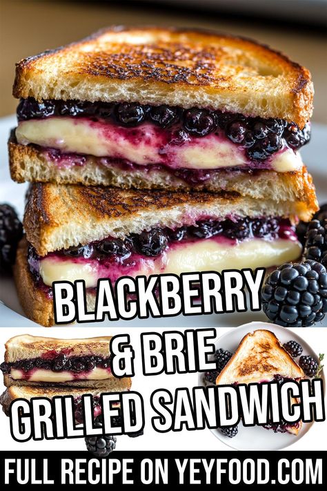 Blackberry & Brie Grilled Sandwich - Yeyfood.com: Recipes, cooking tips, and kitchen hacks for home cooks of all levels Blackberry And Brie Grilled Cheese, Quick At Home Lunch Ideas, Blackberry Brie Grilled Cheese, Blackstone Breakfast Sandwich, Grilled Cheese Sides, Blackberry Brie, Pbj Sandwich, Fall Sandwiches, Grilled Sandwich Recipe