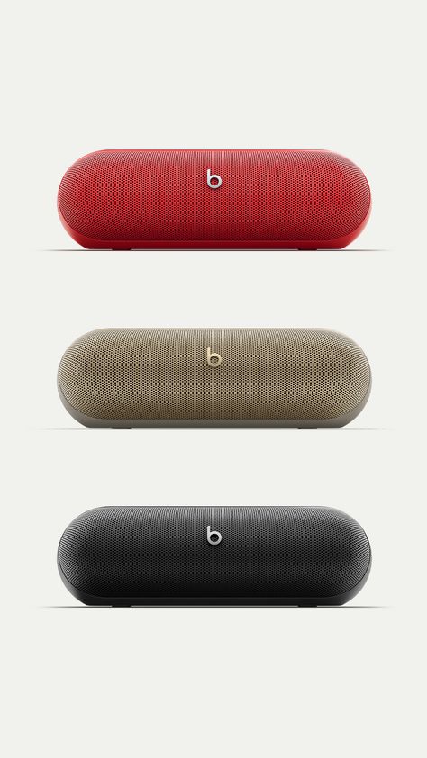 Beats Pill is here in 3 sleek colors: Statement Red, Champagne Gold and Matte Black. Sandstone Beats Headphones, Beats Powerbeats Pro, Dre Headphones, Beats Pill, Orange Amplifiers, Beats By Dre, Champagne Gold, Matte Black, Headphones